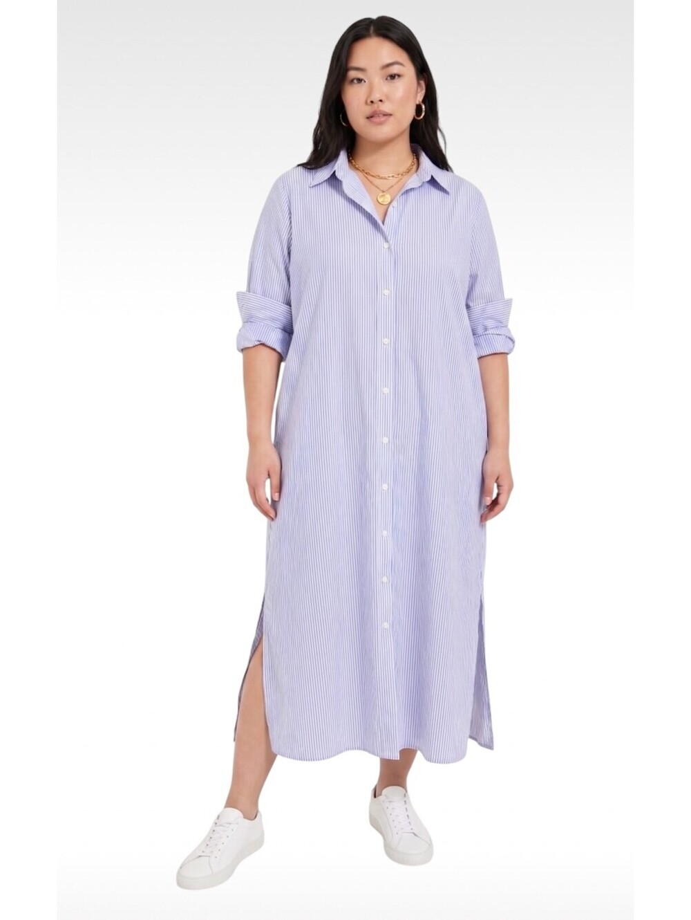 Pomander Place Tuckernuck Blue Stripe Griffin Maxi Shirtdress Size XL - NWT